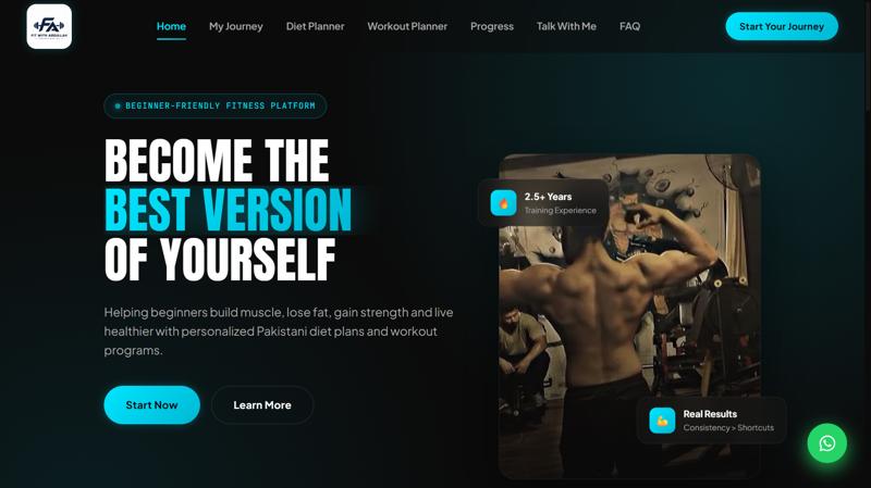 FitWithAbdullah homepage — become the best version