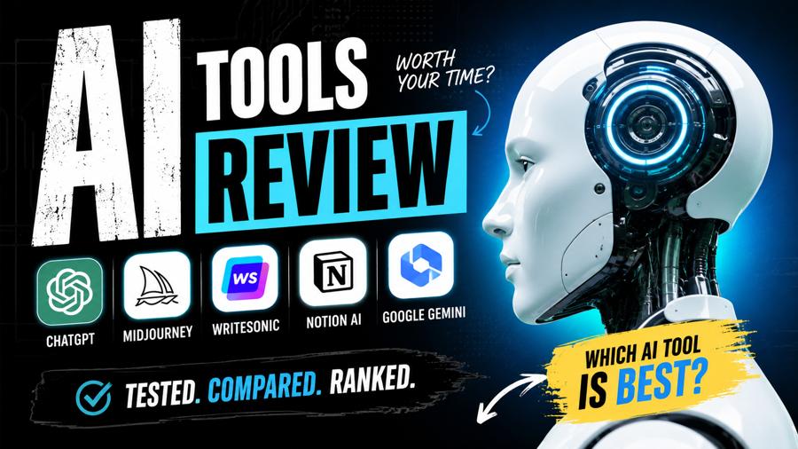 AI Tools Review — YouTube Thumbnail