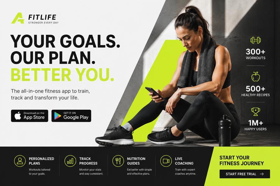 FitLife — Fitness App Banner
