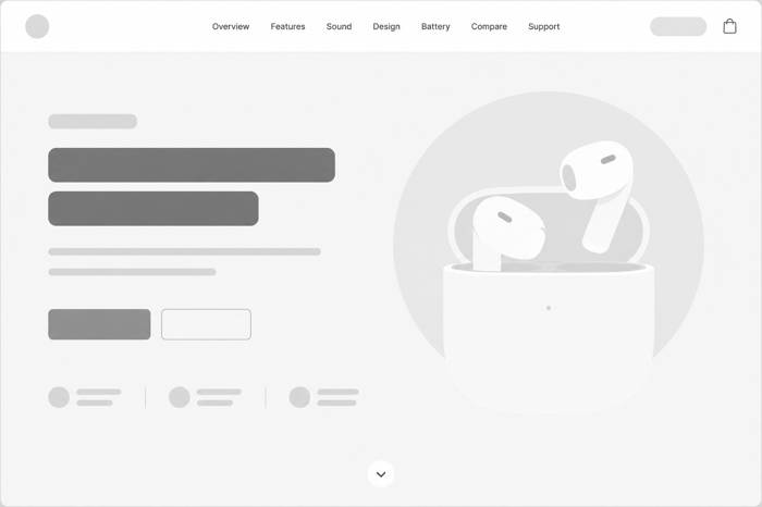 AirPods Pro Landing wireframe