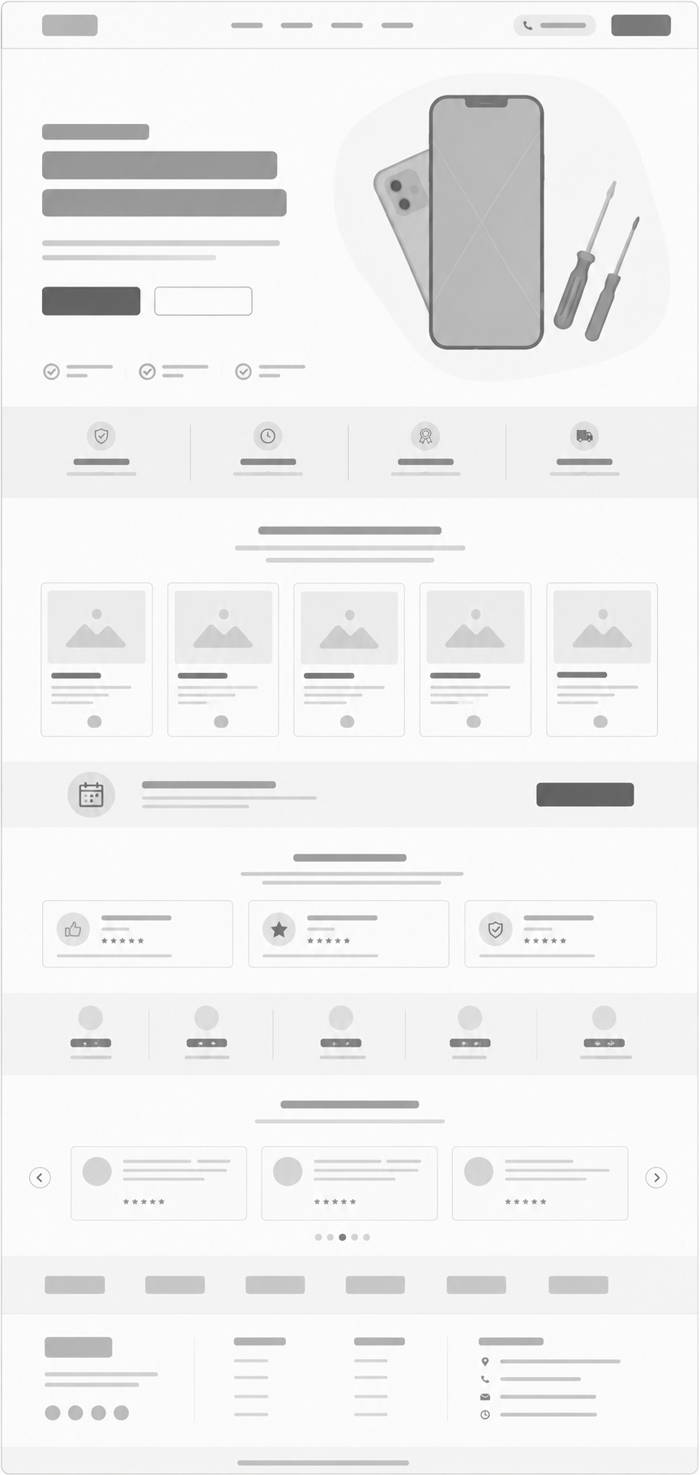 Mobile Repair Service wireframe