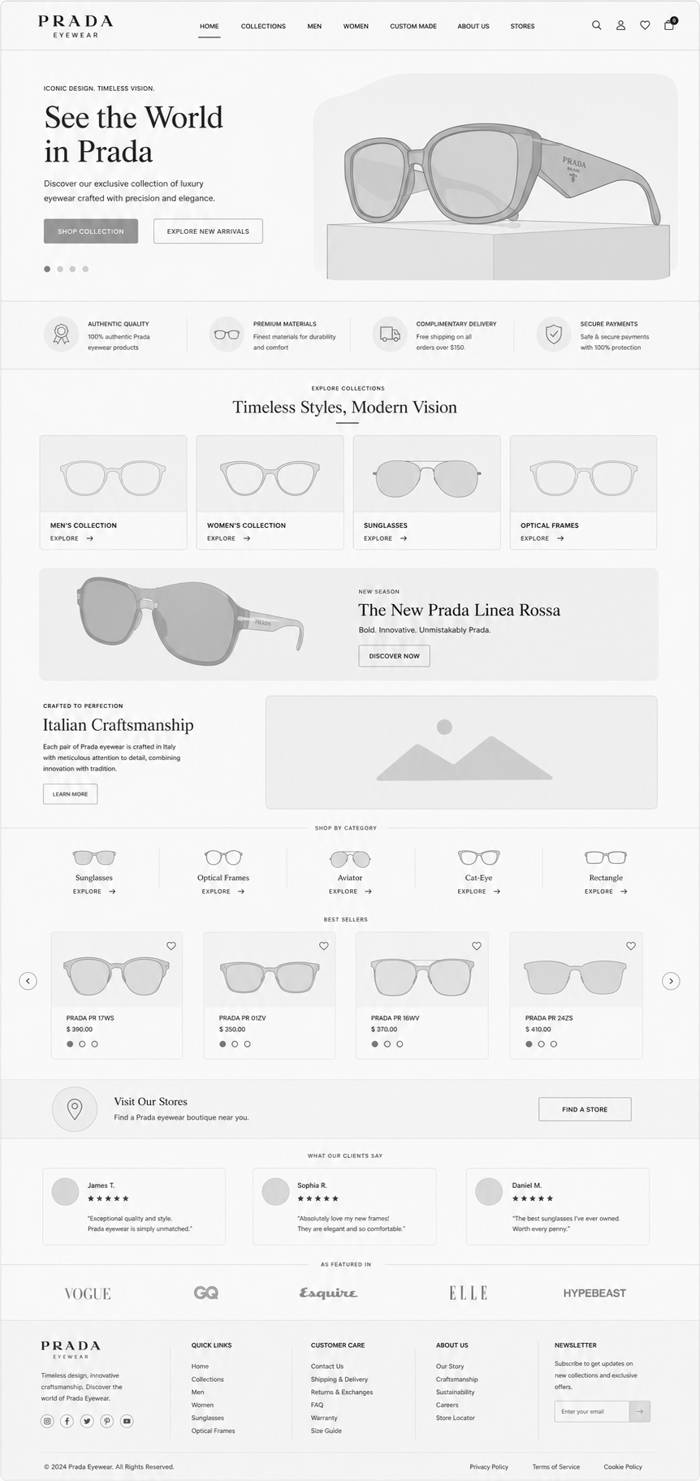 Parada Fashion Store wireframe