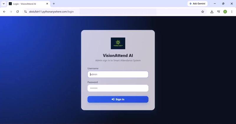 VisionAttend AI sign-in portal